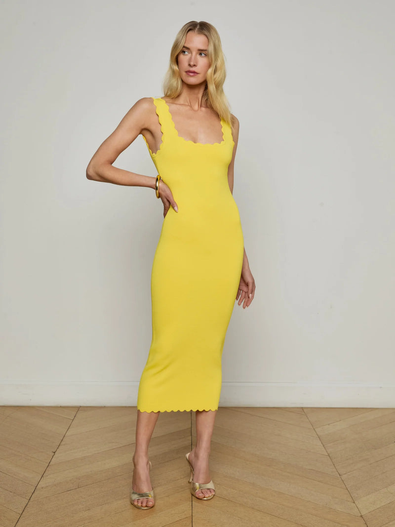 L'agence - Romona Knit Midi Dress - Lemon Tonic
