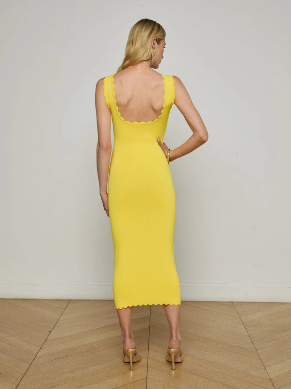L'agence - Romona Knit Midi Dress - Lemon Tonic