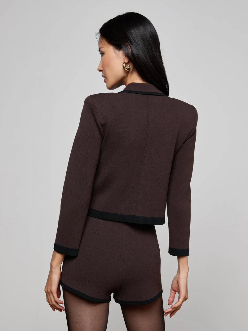 L'agence - Janu Cropped Knit Jacket - Dark Brown/Black