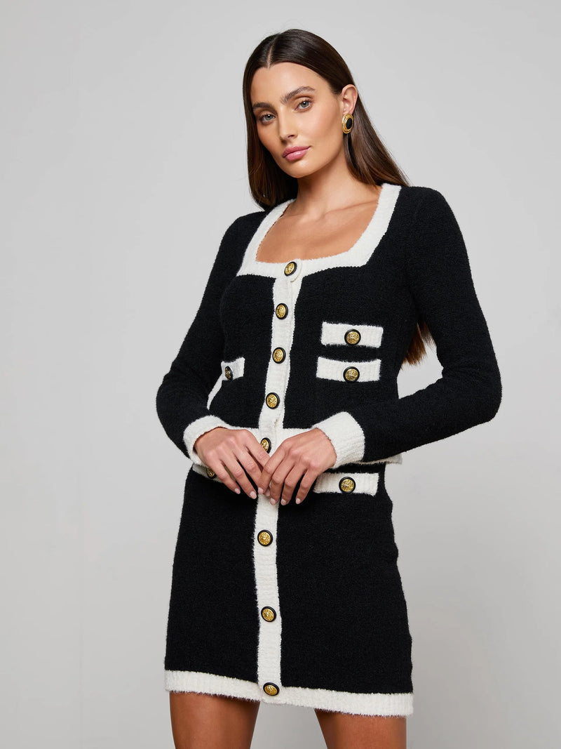 L'agence - Monette Cropped Cardigan - Black/Ivory