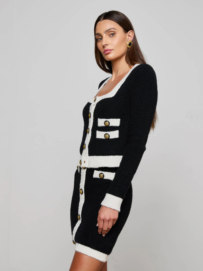 L'agence - Monette Cropped Cardigan - Black/Ivory