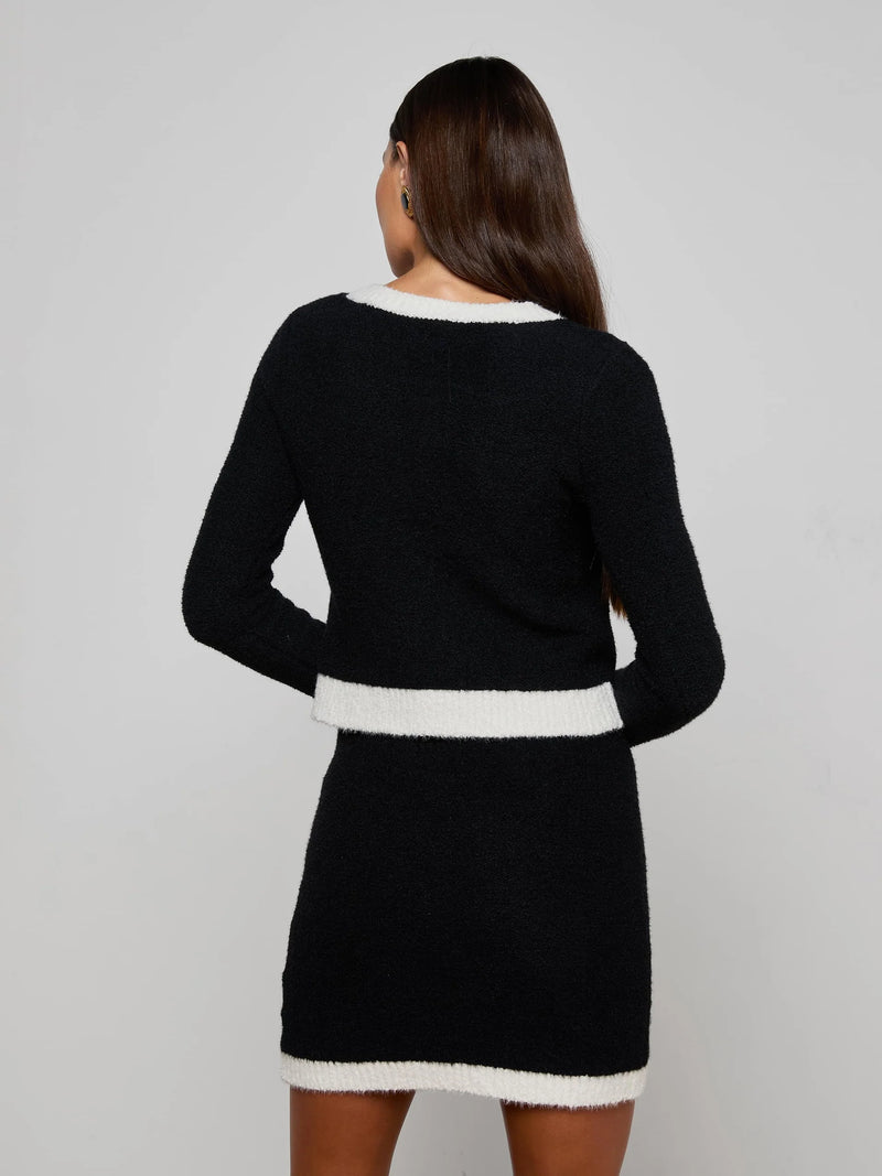 L'agence - Monette Cropped Cardigan - Black/Ivory