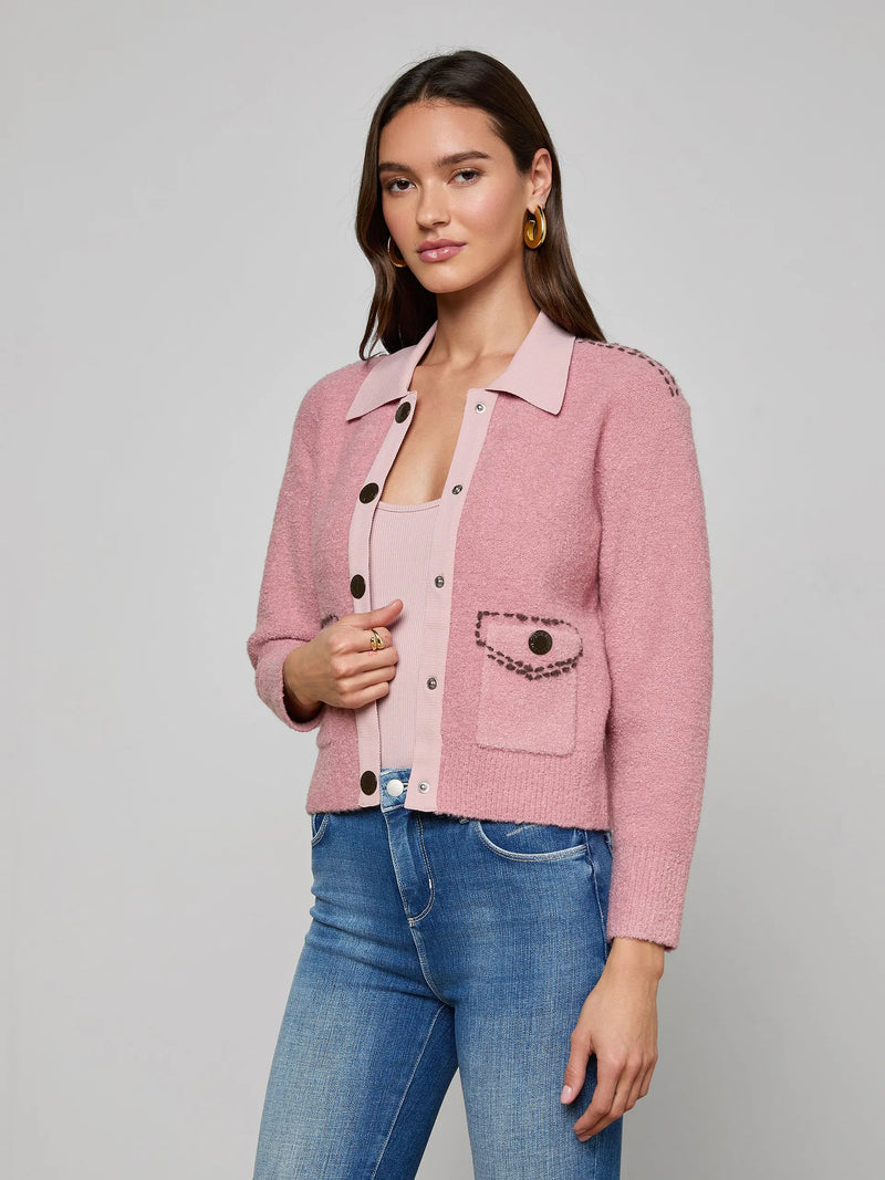 L’agence - Poetry Cardigan - Mauve Rose/Dark Brown