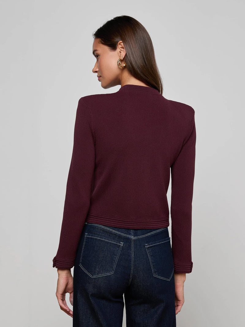 L'agence - Patsy Cropped Cardigan - Malbec/Gold