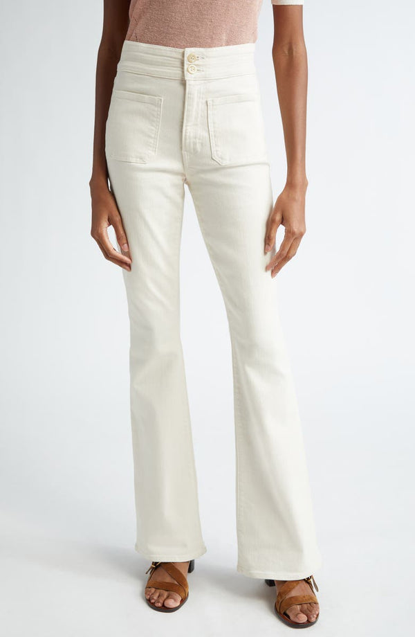 Veronica Beard - Beverly Patch Pocket Skinny Flare Jeans - Ecru