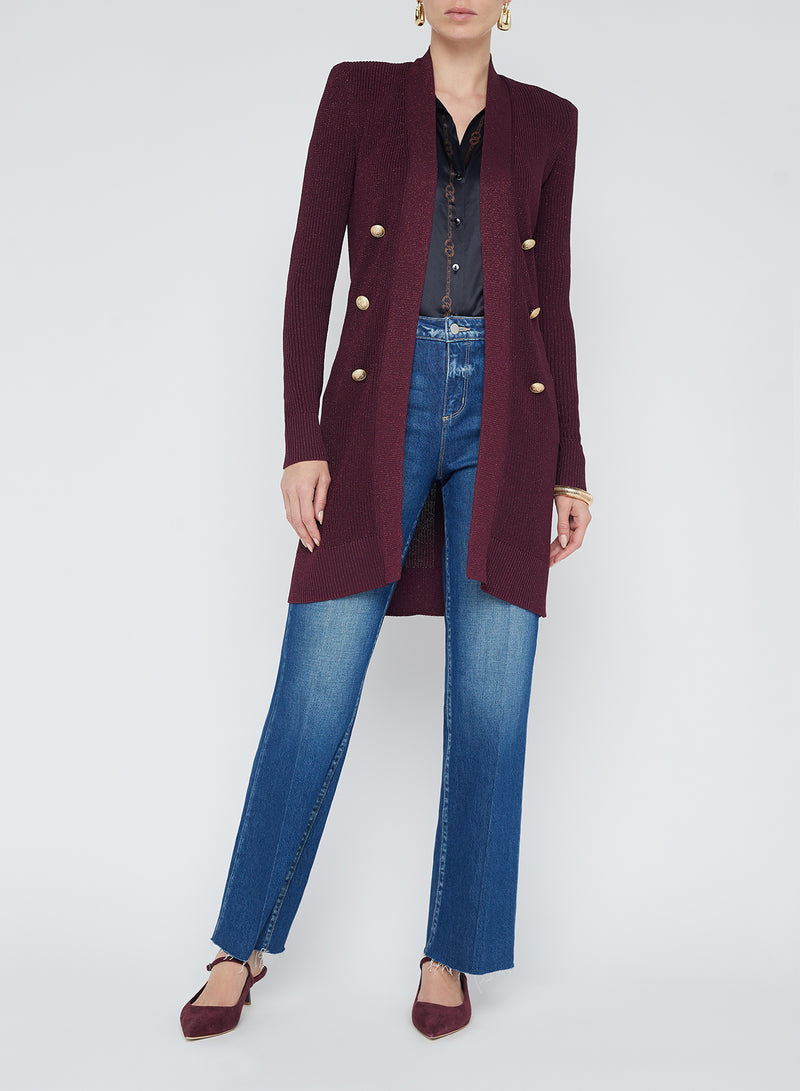 L’agence - Noe Double-Breasted Cardigan - Dark Wine