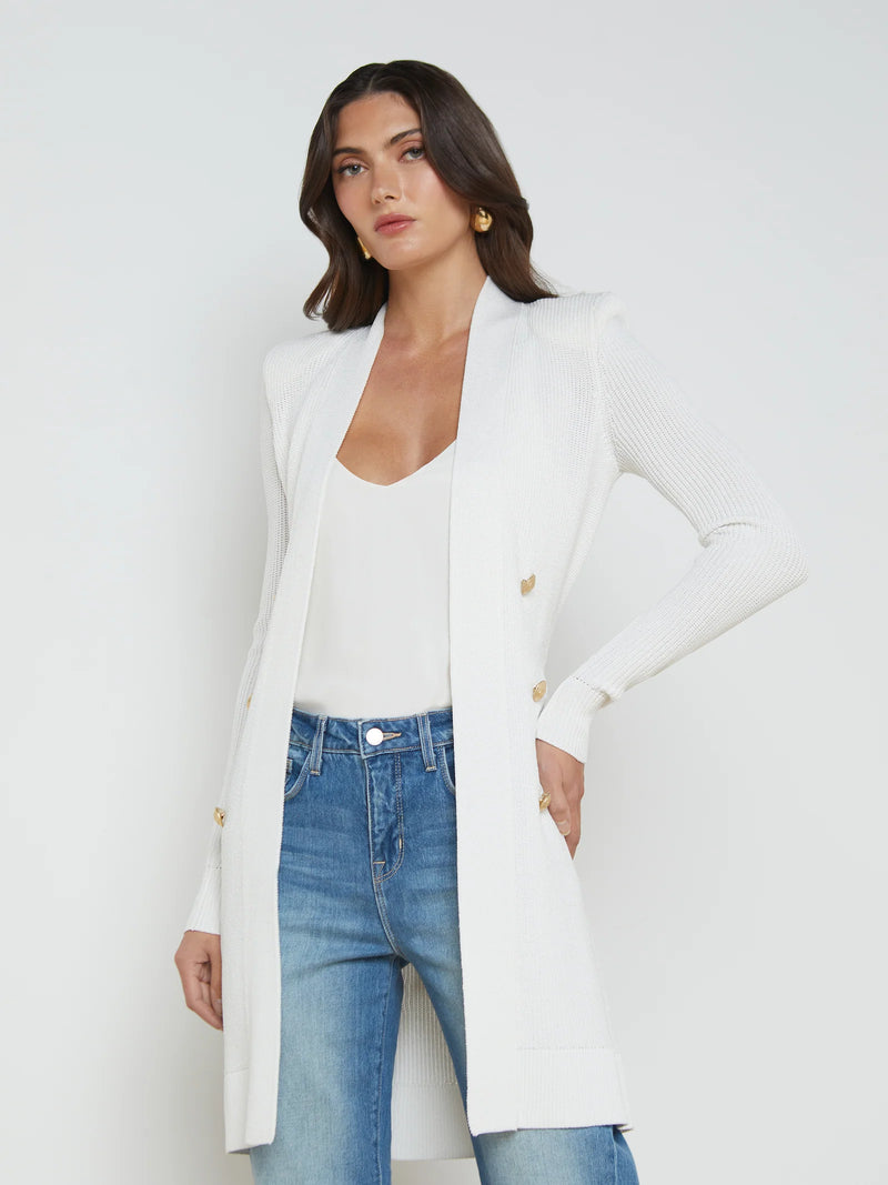 L’agence - Noe Double Breasted Cardigan - White