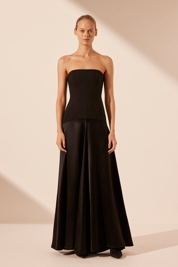 Shona Joy - Adri Strapless Panelled Maxi Dress - Black