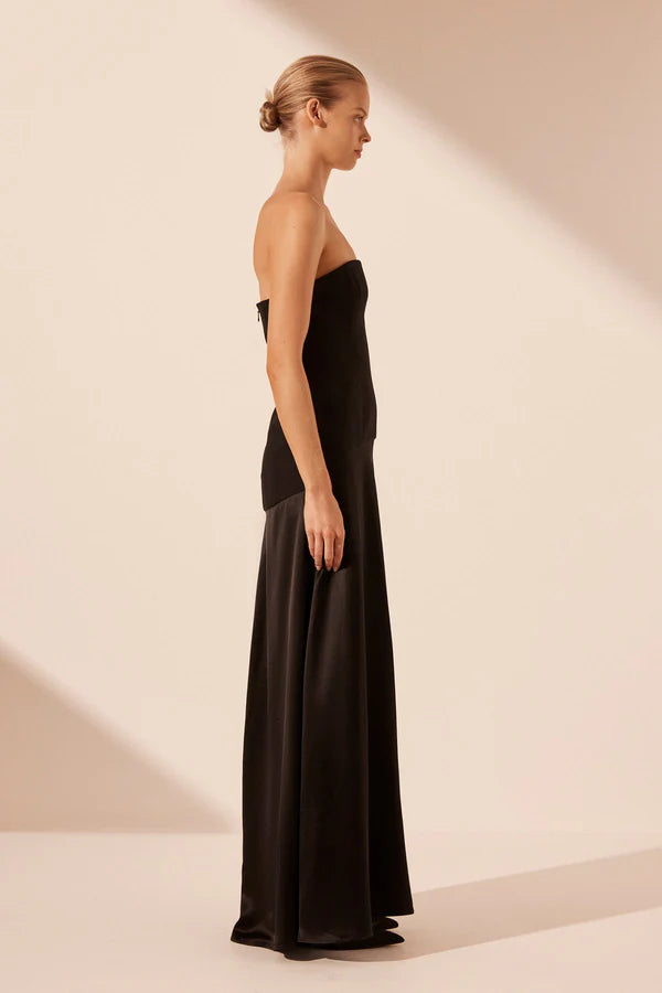 Shona Joy - Adri Strapless Panelled Maxi Dress - Black