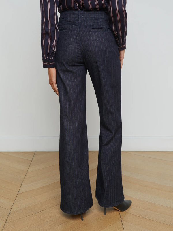 L'agence - Angeline Pinstriped Trouser - Indigo/Blue Glitter Stripe