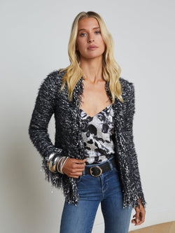 L’agence - Azure Fringe Cardigan Blazer - Black/Silver Multi