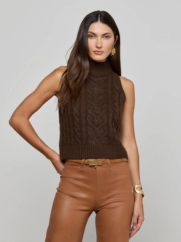 L'agence - Bellini Cable-Knit Turtleneck - Dark Brown