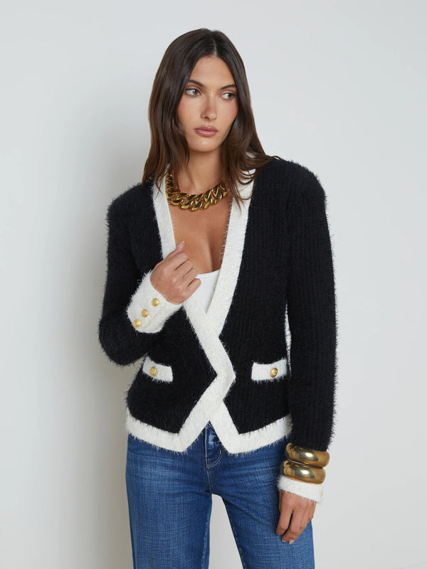 L'agence - Georgia Contrast Cardigan Blazer - Black/White