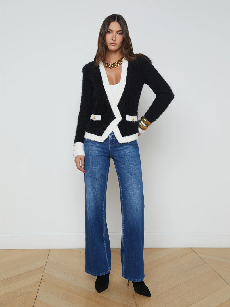 L'agence - Georgia Contrast Cardigan Blazer - Black/White