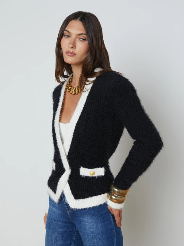 L'agence - Georgia Contrast Cardigan Blazer - Black/White