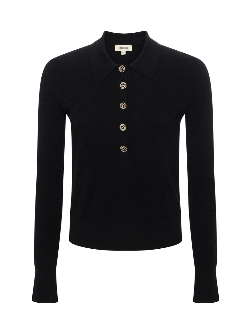 L'agence - Sterling Sweater - Black/Jewel Button