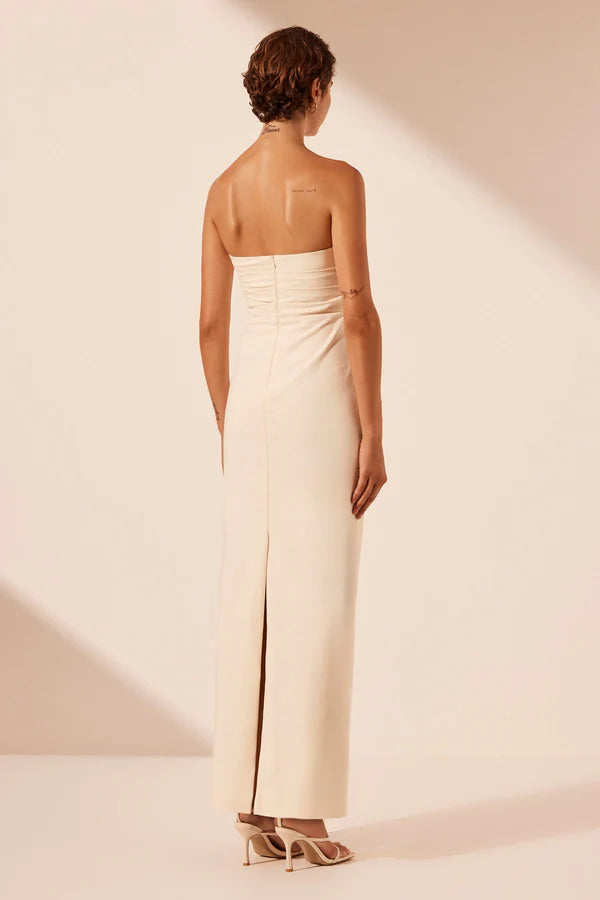 Shona Joy - Lani Strapless Draped Maxi Dress - Rice