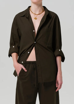 Citizens of Humanity - Kayla Shrunken Linen Shirt - Dark Olive