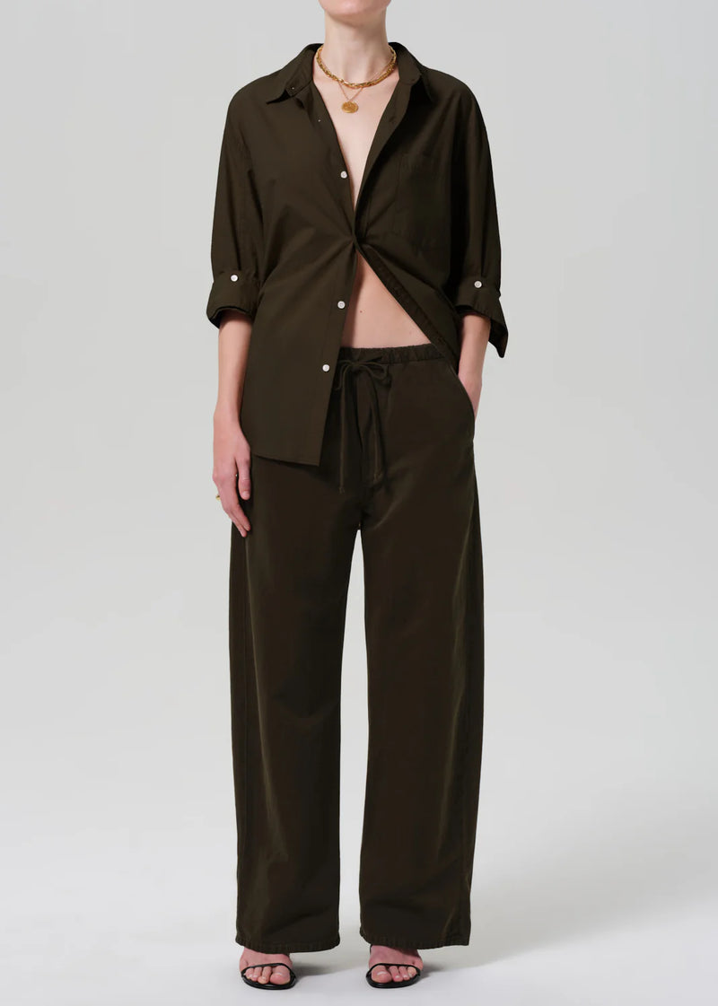 Citizens of Humanity - Kayla Shrunken Linen Shirt - Dark Olive