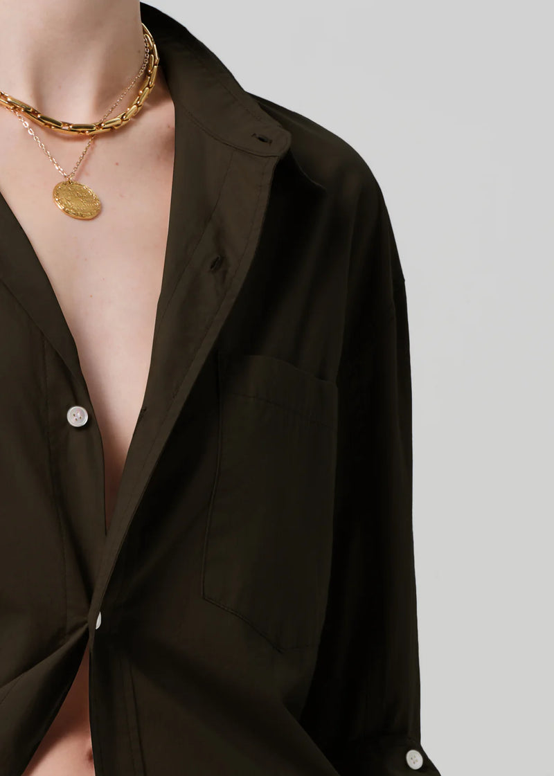 Citizens of Humanity - Kayla Shrunken Linen Shirt - Dark Olive