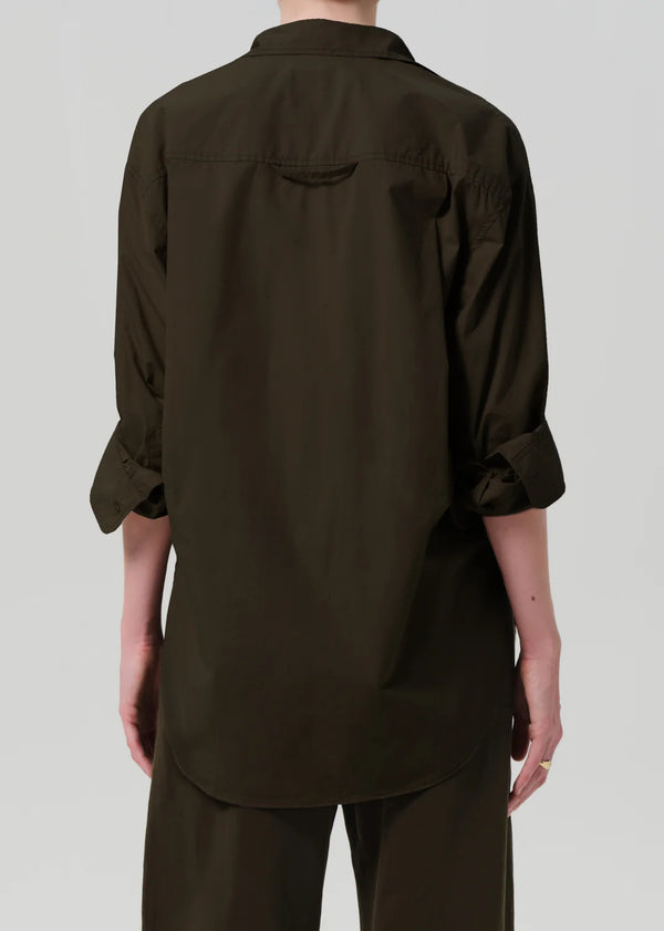 Citizens of Humanity - Kayla Shrunken Linen Shirt - Dark Olive