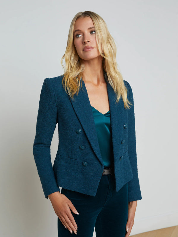 L’agence - Brooke Open-Front Blazer - Deep Teal/Rococo