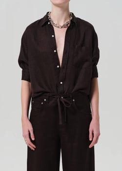 Citizens of Humanity - Kayla Shrunken Linen Shirt - Chocolate