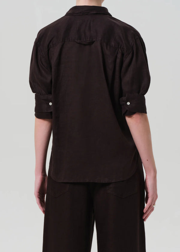 Citizens of Humanity - Kayla Shrunken Linen Shirt - Chocolate