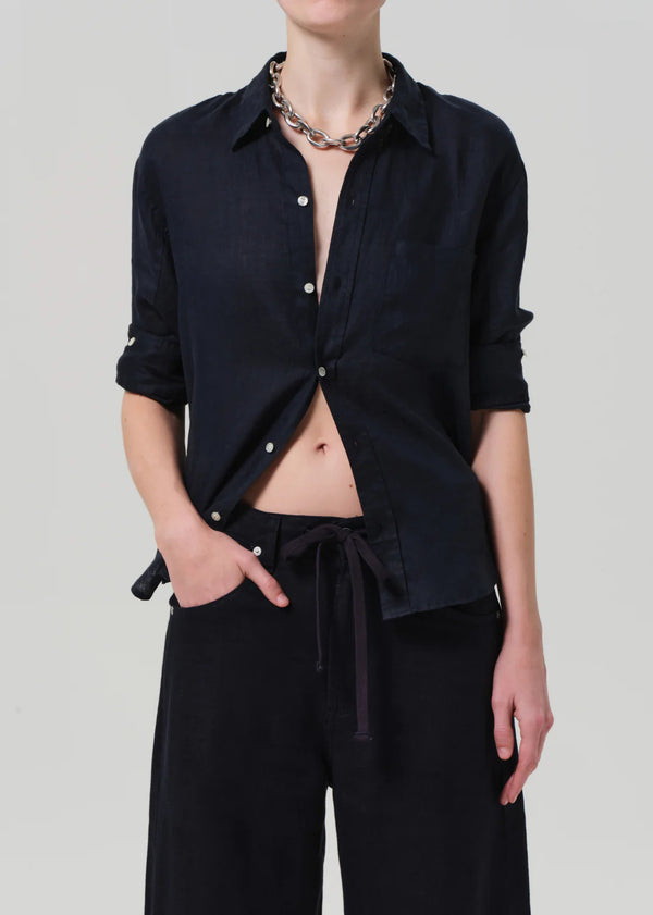 Citizens of Humanity - Kayla Shrunken Linen Shirt - True Navy