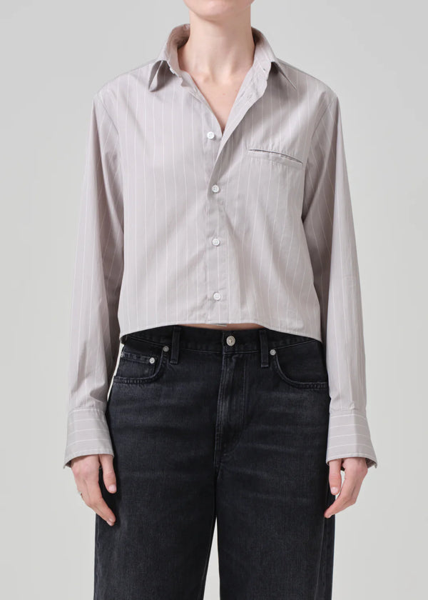 Citizens of Humanity - Fino Cropped Shirt - Tailor Grey Stripe