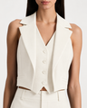 Alice + Olivia - Tessa Halter Neck Vest With Long Lapel Detail - Off White