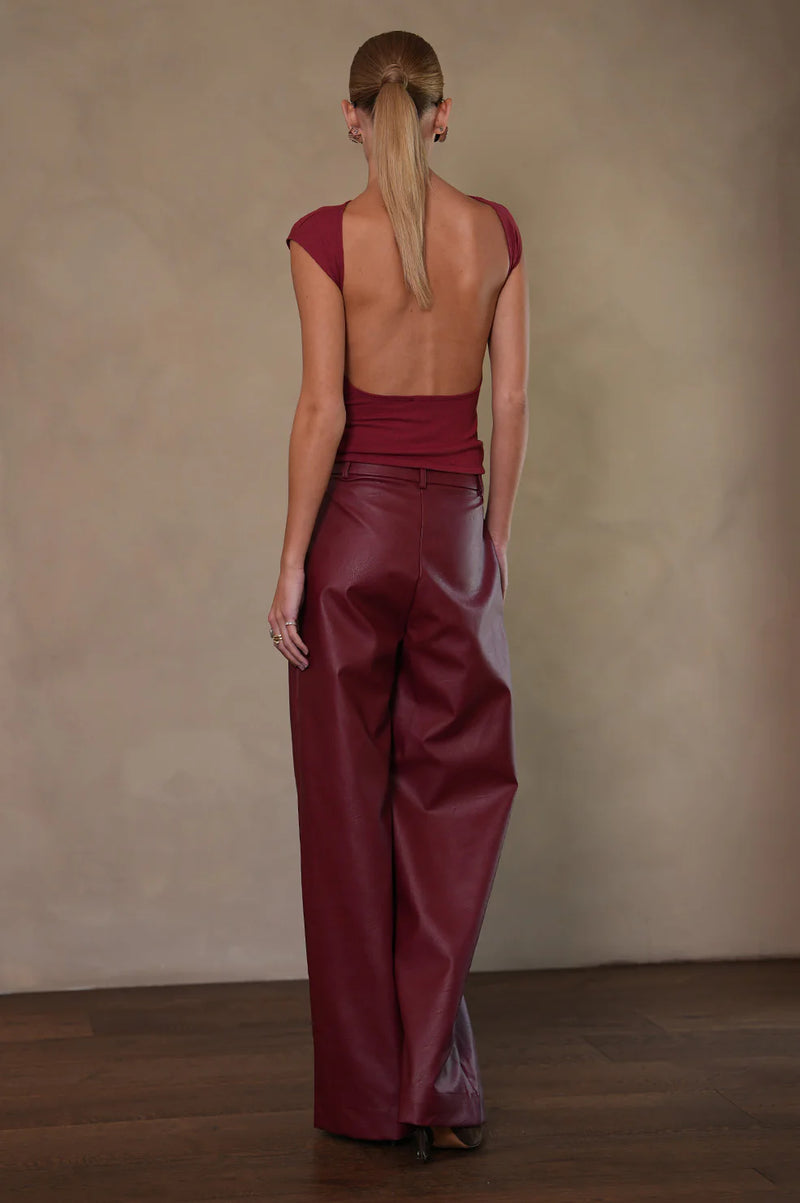 Parentezi - Milo Faux Leather Pant - Cherry Red