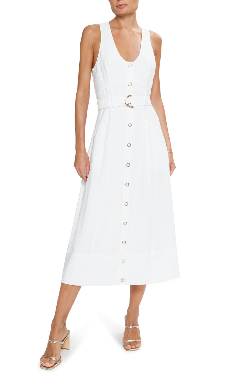 Ramy Brook - Nomi Sleeveless Belted Midi Dress - Ivory