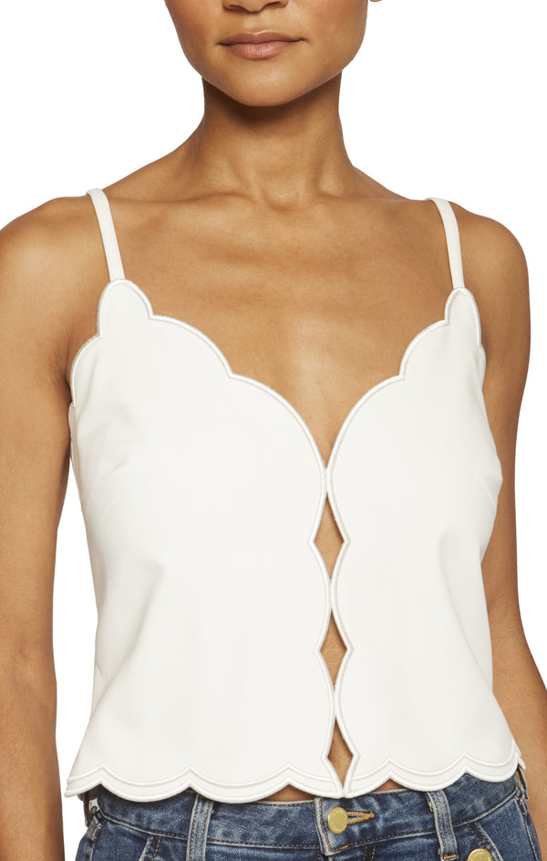 Ramy Brook - Tilda Stretch Cotton Scalloped Tank Top - Ivory