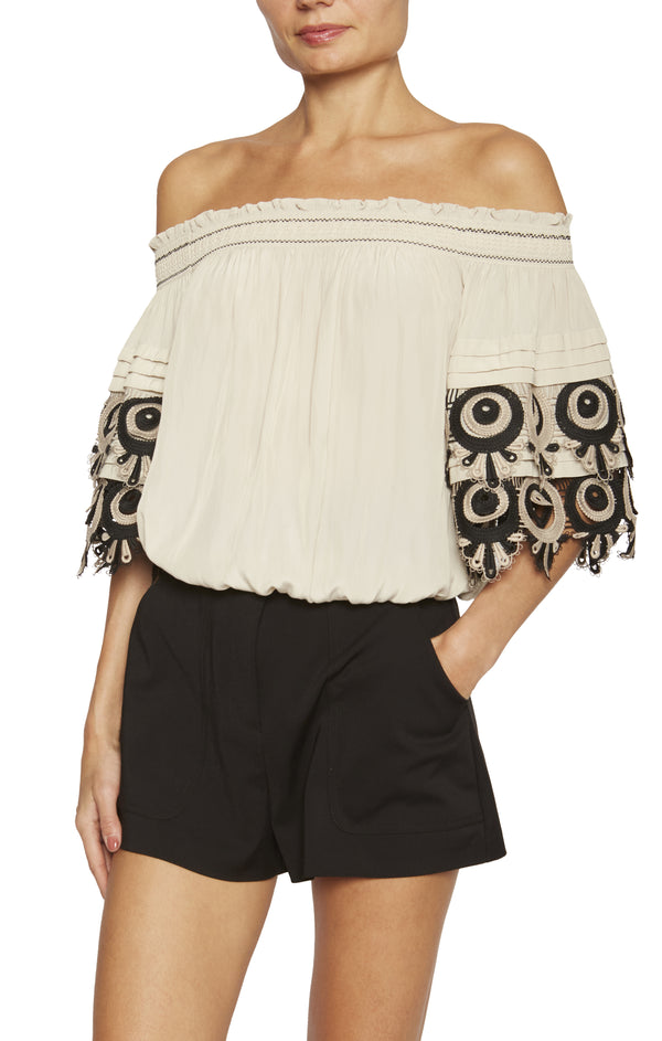 Ramy Brook - Sabrina Embellished Off-The-Shoulder Top - Sandstone