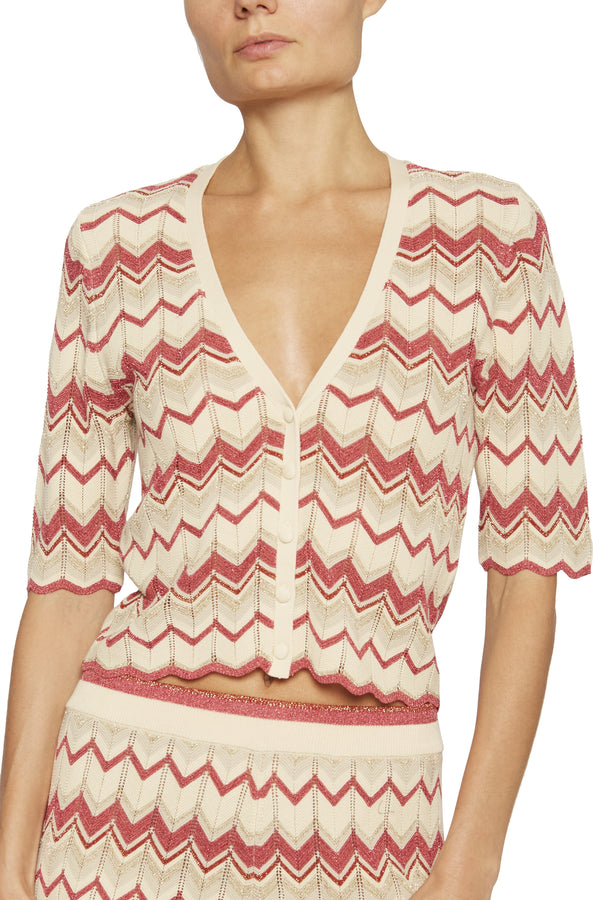 Ramy Brook - Alec Cardigan - Rosa Pink Chevron