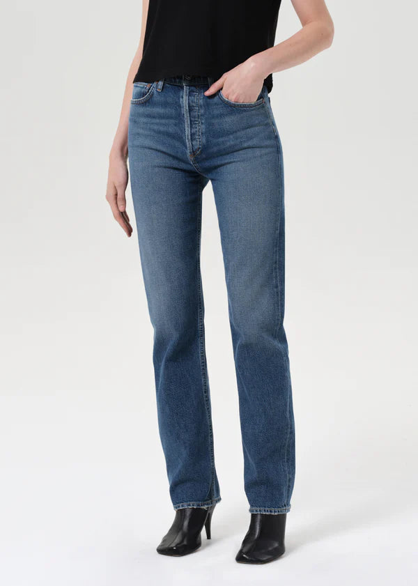 Agolde - 90's Pinch Waist High Rise Straight Long (Comfort Stretch) - Overcast