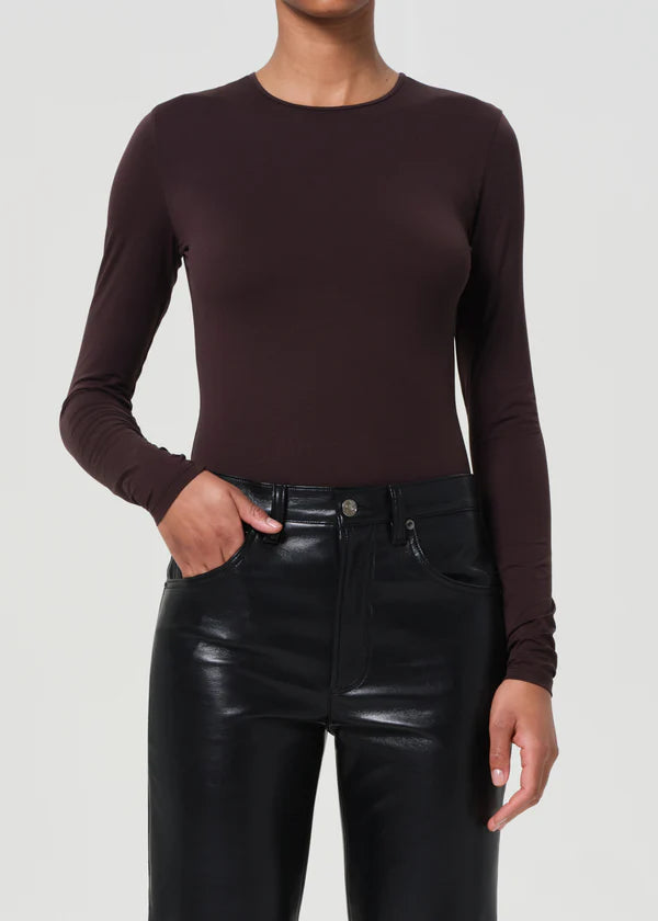 Agolde - Aura Long Sleeve Bodysuit - Chocolate