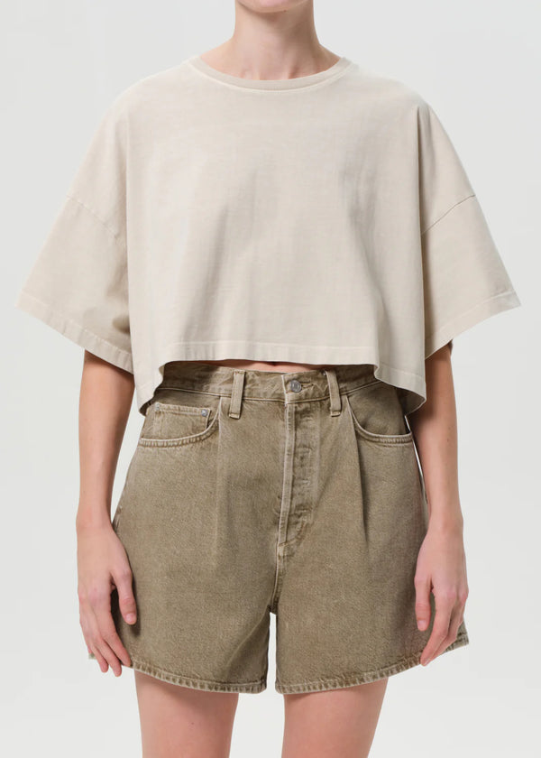 Agolde - Arli Oversized Cropped Tee - Brown Rice