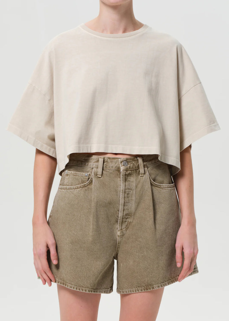 Agolde - Arli Oversized Cropped Tee - Brown Rice