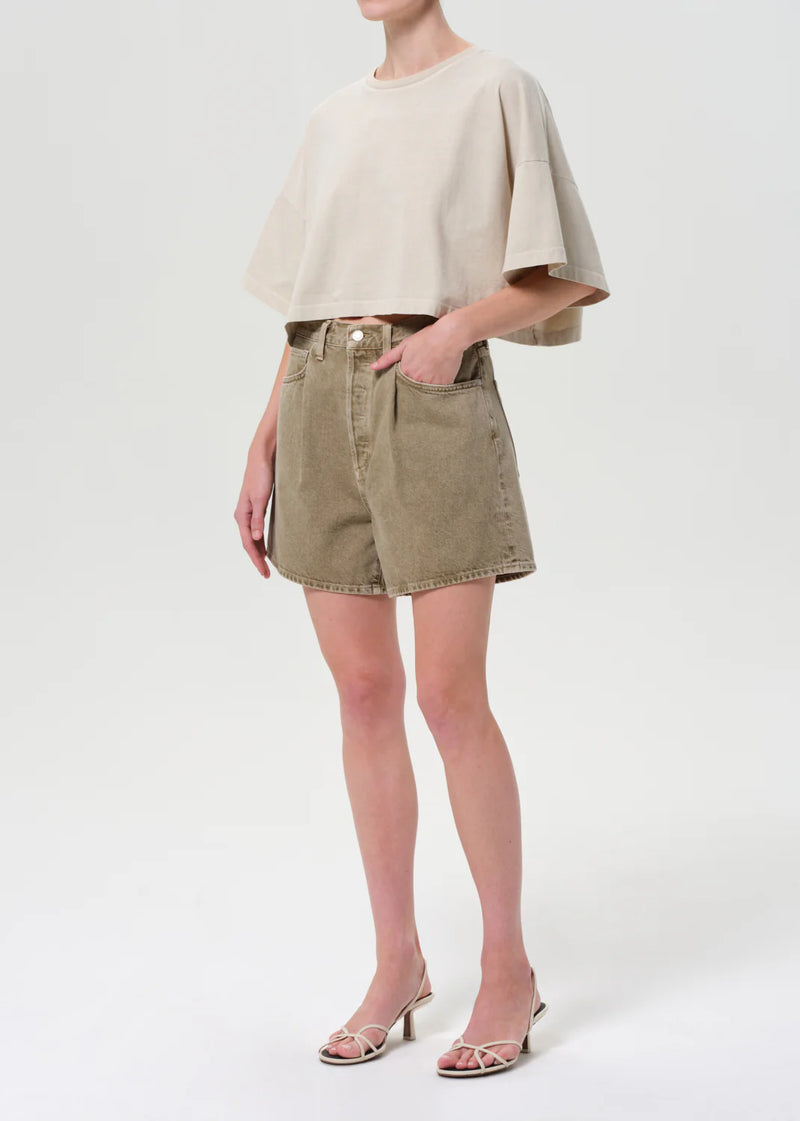 Agolde - Arli Oversized Cropped Tee - Brown Rice