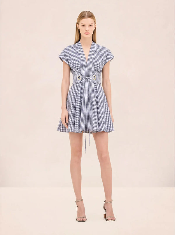 alexis blue and white dress Alexis Printed Linen Dress