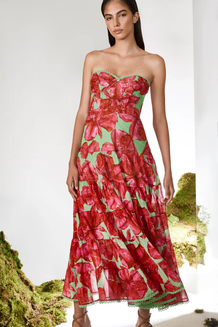 Charo Ruiz - Long Dress Ambar - Green Blossom