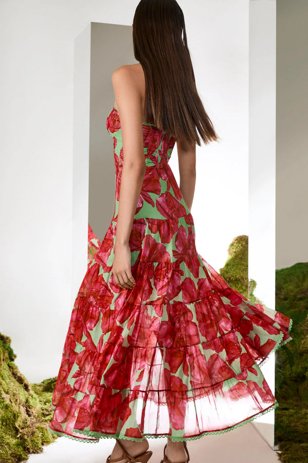 Charo Ruiz - Long Dress Ambar - Green Blossom