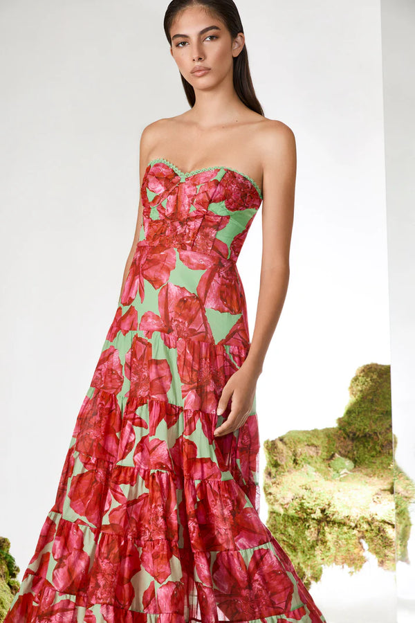Charo Ruiz - Long Dress Ambar - Green Blossom