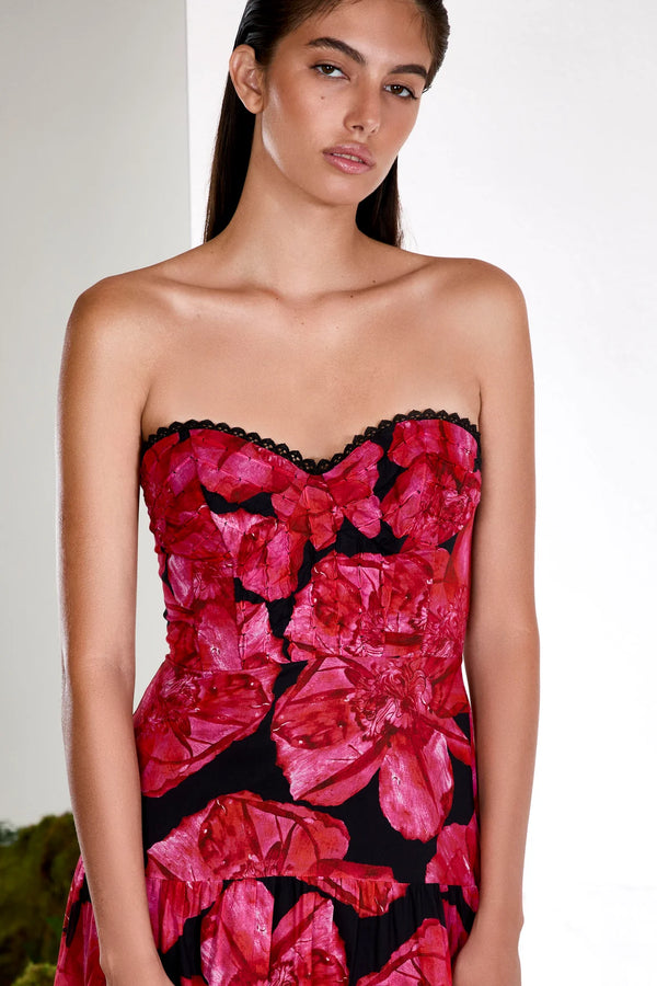 Charo Ruiz - Long Dress Ambar - Black Blossom