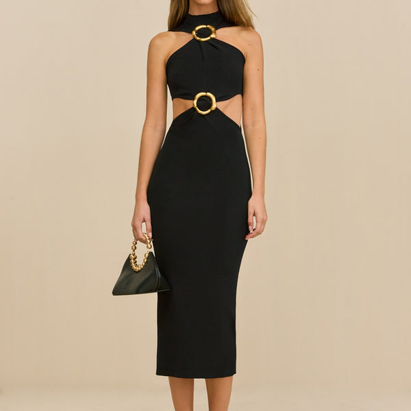 cult gaia ambar knit dress in Black Swimdress