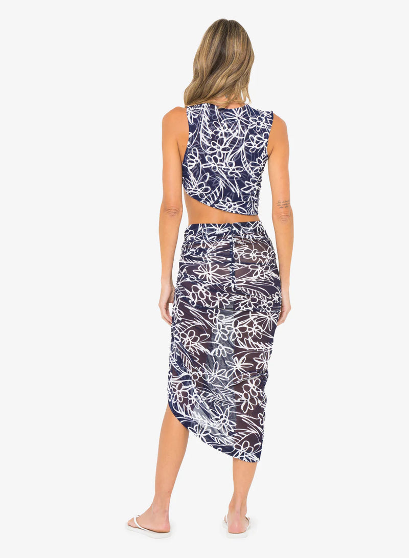 Just Bee Queen - Scorpio Skirt - Navy/White Floral