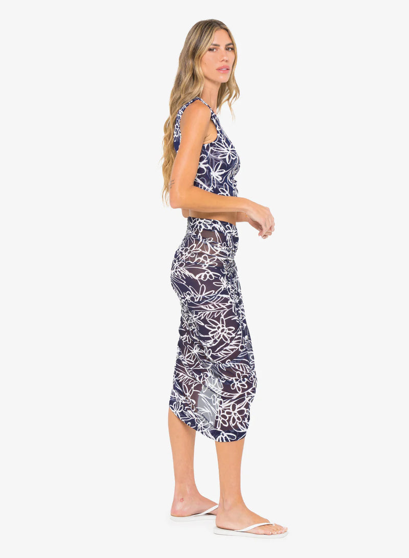 Just Bee Queen - Scorpio Skirt - Navy/White Floral