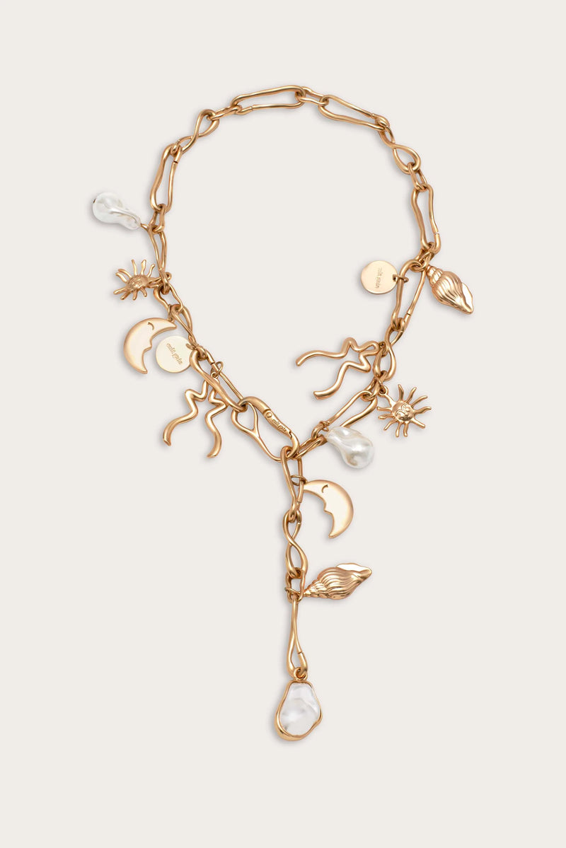Cult Gaia - Astrid Charm Necklace - Brushed Brass